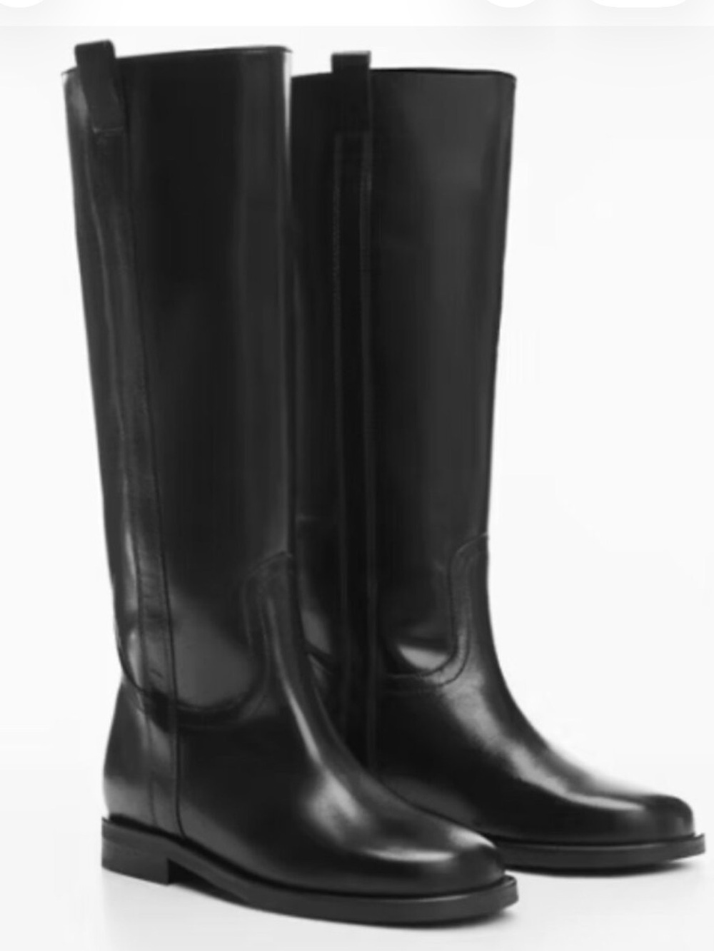 NWT MNG Classic Black Knee-High Leather Riding Boots